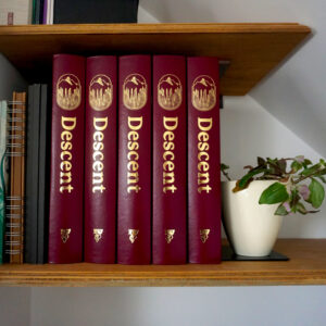 Descent magazine binders with gold lettering for 12 issues