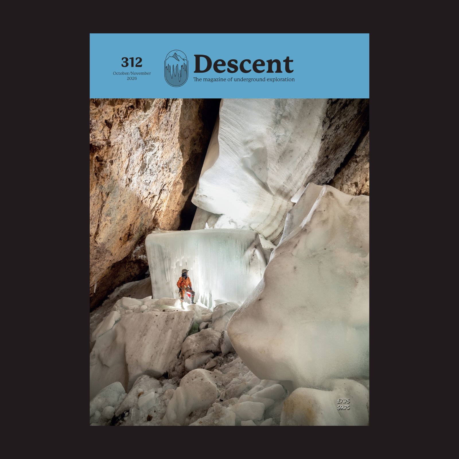 312 cover: Violet Hill under the first ice plug in Morrón del Torco, Ario Photo: Bartek Biela